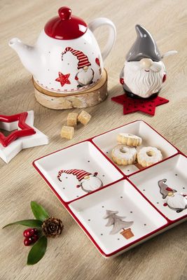 Imagen 2 del producto Plato Aperitivo Navideño 4 Compartimentos Gnomos Cerámica 19