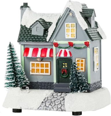 Casita Adorno De Navidad Decoracion De Pascua Para Arbolito Gris