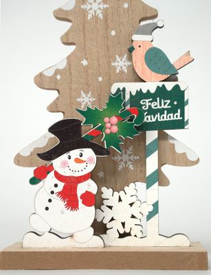 Imagen 2 del producto Adorno Navideño 22x11cm Mdf Hombre De Nieve Arbol De Navidad Como En La Imagen