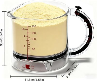 Imagen 2 del producto Taza Medidora Ajustable Para Reposteria 200ml Vaso Medidor Transparente | 200ml