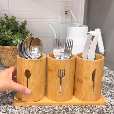 Imagen 2 del producto Escurridor De Cubierto Y Utensilios Cocina Porta Servicio Madera WakesHome