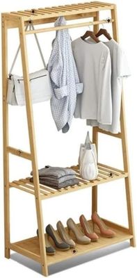 Perchero De Bambú Organizador Colgador De Ropa De Madera