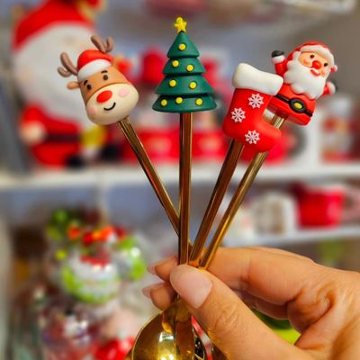 Imagen 2 del producto Set 4 Cubiertos Navideños Cuchara Y Tenedor Decoración Mesa