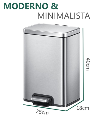 Imagen 2 del producto Cubo De Basura De Acero Inoxidable 12 Litros Basurero Hogar Plateado