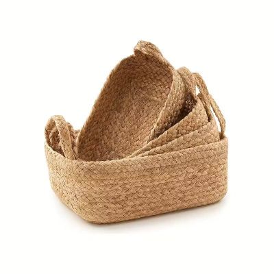 Imagen 1 del producto Juego De 4 Cestas De Almacenamiento Tejidas Cuerda De Yute WakesHome