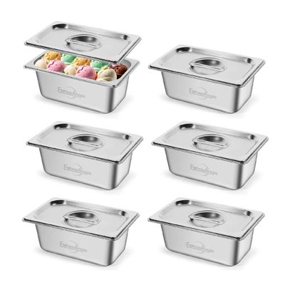 Imagen 1 del producto Pack 6 Deposito Gastronomico Acero 16 Cm X 26.5 Cm Con Tapa