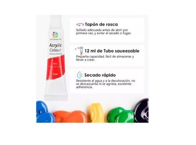 Imagen 2 del producto Set De Pinturas Acrílicas 36 Colores 12ml Arte Profesional