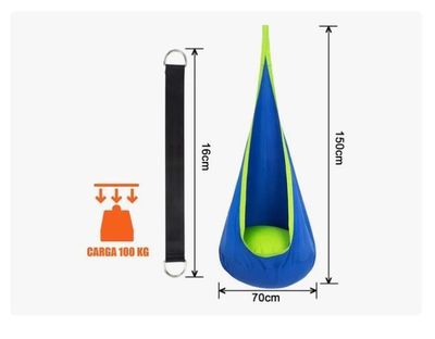 Columpio Sensorial Hamaca Niños Interior Y Exterio Con Cojín