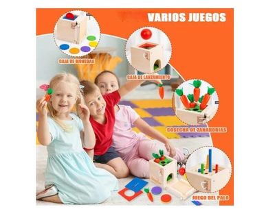 Imagen 2 del producto Juguete De Madera Cubo Encaje Didáctico 4en1 Montesori Niños