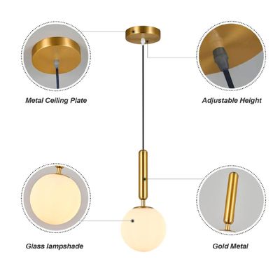 Imagen 2 del producto Lampara Colgante Dorada Esfera Foco Modelo Nórdica