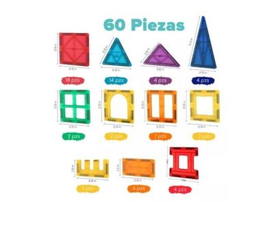 Imagen 2 del producto Juego De Bloques De Construcción Magnéticos 3d 60 Piezas