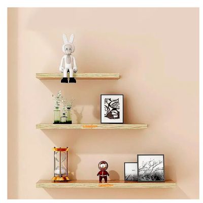Imagen 2 del producto Repisas Estantes Flotantes Minimalista De Madera 3 Niveles Roble