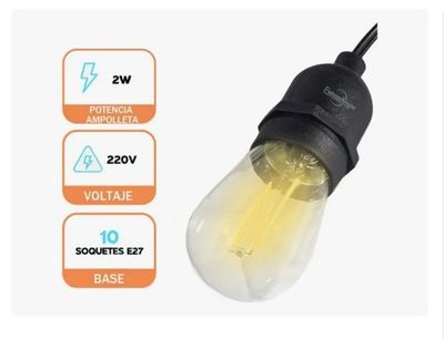 Imagen 2 del producto Guirnalda Luces Led 10metros 20ampolletas Exterior Interior