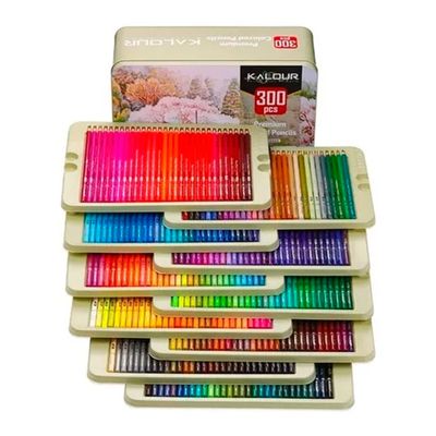 Set 300 Lapices Colore Arte Profesional Dibujo Caja Metálica
