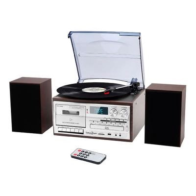 Tornamesa Bluetooth Con Cd Y Cassette + Parlantes Externos