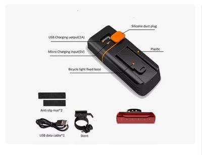Imagen 2 del producto Linterna Led Bicicleta Delantera Y Trasera Usb Recargable