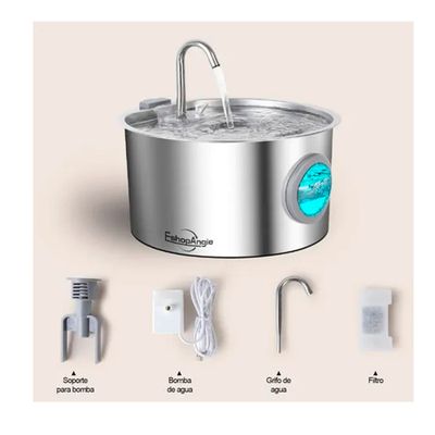 Imagen 2 del producto Bebedero Fuente De Agua Gatos Mascotas Automatico Acero 3.2l