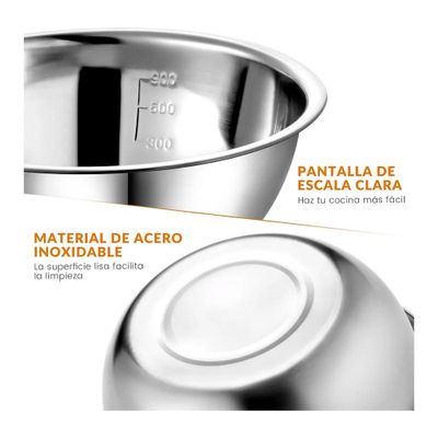 Imagen 2 del producto Pack 5 Bowl Pocillo Acero Inoxidable Reposteria Cocina