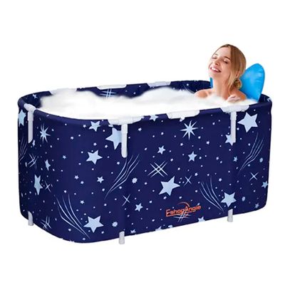 Bañera Plegable Portátil Adultos Y Niños Balde Spa 110×55cm Azul