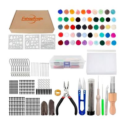 Kit 50 Vellón Lanas Fieltro Agujas Needle Felting Accesorios