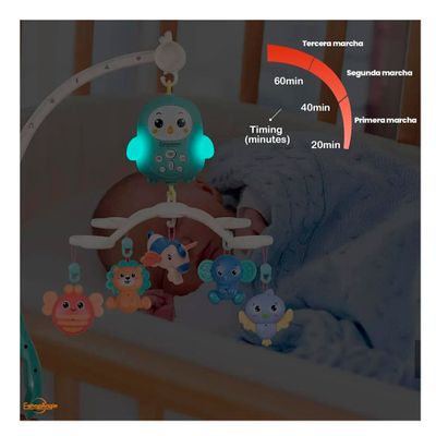 Imagen 2 del producto Móvil Giratorio Musical Con Luces Para Cuna + Control Celeste Animal