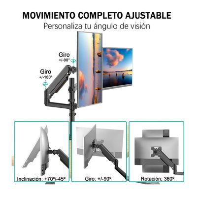 Imagen 2 del producto Brazo Soporte Doble Monitor Escritorio 13 A 32 Pulgadas 9kg
