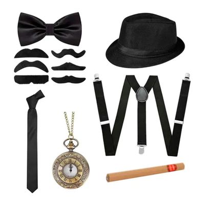 Set De Disfraz Fiesta De Gatsby 12 Piezas Para Hombre De Los Años 20