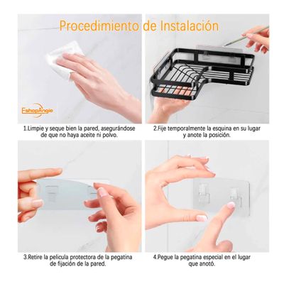 Imagen 2 del producto Set 5 Piezas Esquinero Organizador Ducha Baño Con Adhesivos
