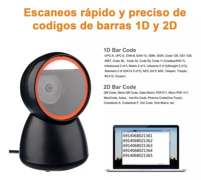 Imagen 2 del producto Scanner Lector Código De Barras 1d 2d Escritorio Usb Laser