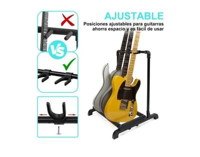 Imagen 2 del producto Atril Soporte Triple Para Guitarra Y Bajo Portatil