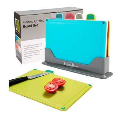 Tablas Para Picar Utensilio Cocina Con Base Colores 4 Piezas Lisa