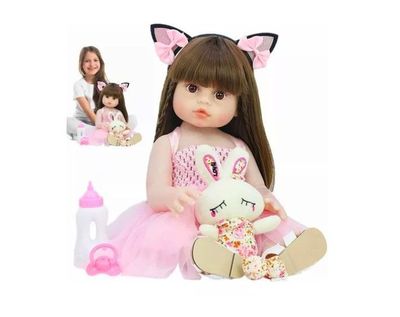 Imagen 2 del producto Muñeca Reborn Bebé Realista De Silicona Lavable 55cm