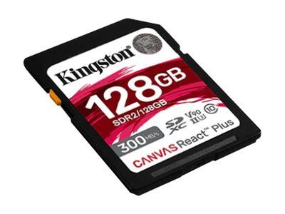 Kingston Micro SD 128GB Canvas React Plus SDXC UHS-II 300R/260W U3 V90 for Full HD/4K/8K