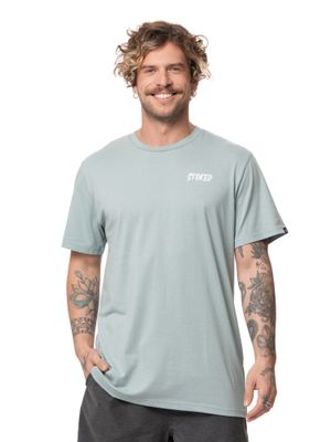 Polera Stoked Hombre Hawai Celeste