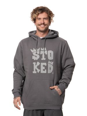 Poleron Stoked Hombre Logo Gris Claro