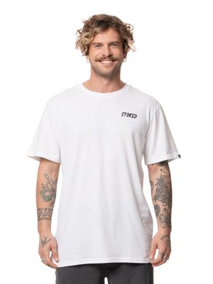 Polera Stoked Hombre Hawai Blanco