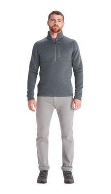 Polar Marmot Hombre Drop Line Zip Gris
