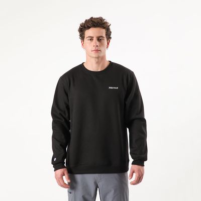 Poleron Marmot Hombre Chest Logo Crew Negro