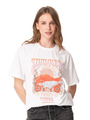 Polera Stoked Mujer Sunshine Blanco