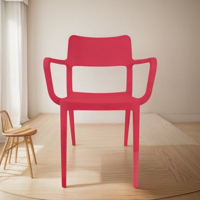 Silla Plástica Con Apoya Brazos Minimal Roja Dvp