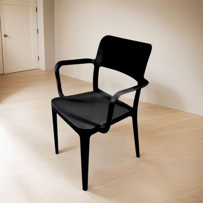Silla Plástica Con Apoya Brazos Minimal Negro Dvp