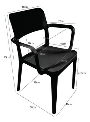 Imagen 2 del producto Silla Plástica Con Apoya Brazos Minimal Negro Dvp