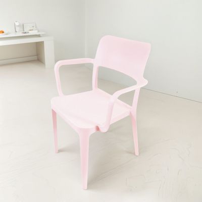 Silla Plástica Con Apoya Brazos Minimal Rosa Dvp