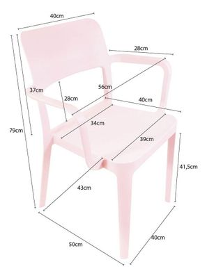 Imagen 2 del producto Silla Plástica Con Apoya Brazos Minimal Rosa Dvp