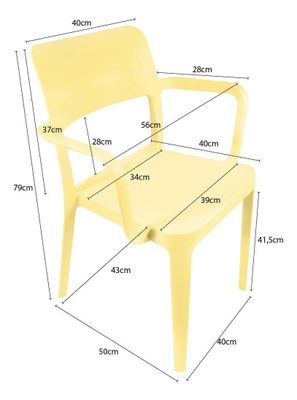 Imagen 2 del producto Silla Plástica Con Apoya Brazos Minimal Vainilla Dvp