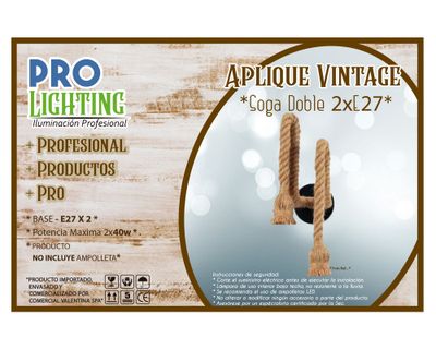 Imagen 2 del producto Aplique 2 luces E27 Soga doble café