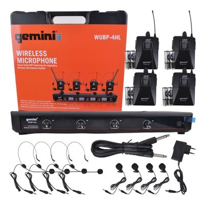 SET 4 MICR FONOS INALAMBRICOS UHF CINTILLO SOLAPA LAVALIER GEMINI WUBP 4HL