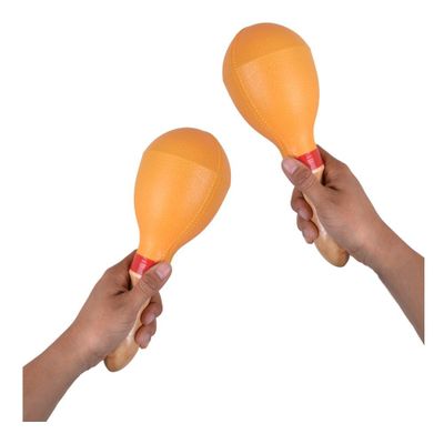 Imagen 2 del producto PAR DE SONORA PLASTICA CON MANGO MADERA AMARILLO RMX