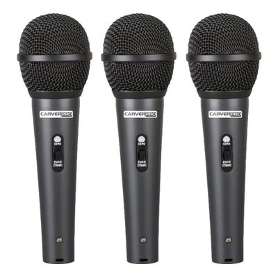 Imagen 2 del producto SET DE 3 MIROFONOS + 3 PORTA MICROFONOS CARVERPRO CH33-3BK