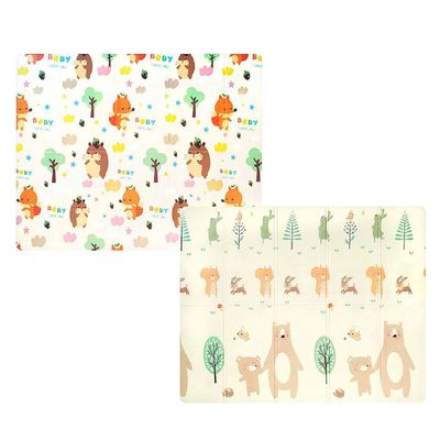 Imagen 1 del producto Alfombra Antigolpe Bebe Plegable Reversible Osito + Bolso